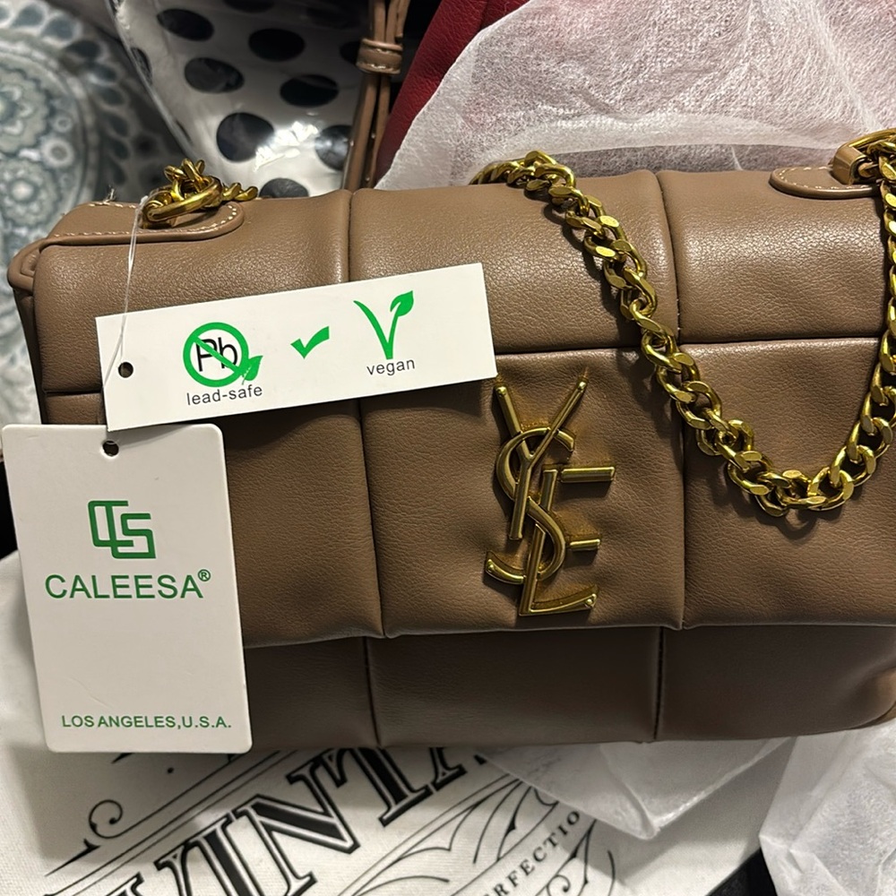 Yves Saint E (YSE)Tan Leather Shoulder Bag -NWT